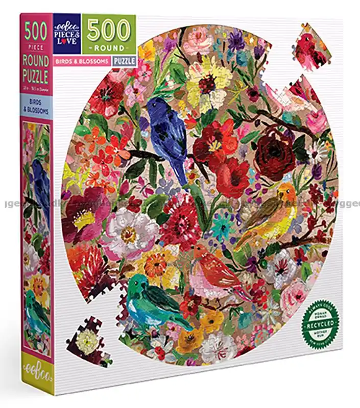 Lewis Fåglar och blommor - Runt pussel, 500 bitar | Bra pris just nu