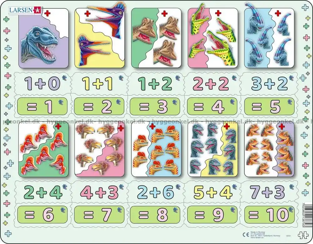 Enkel retur - Matematik Plusstycken med dinosaurier - Rampussel, 20 bitar