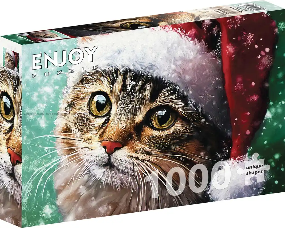 Nyfiken katt med tomteluva, 1000 bitar | Erbjudande