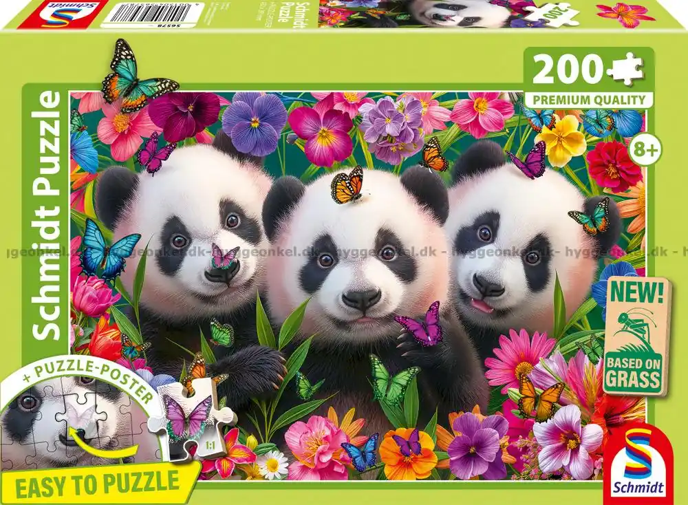 Nyfikna pandor bland blommor, 200 bitar - Storsäljare