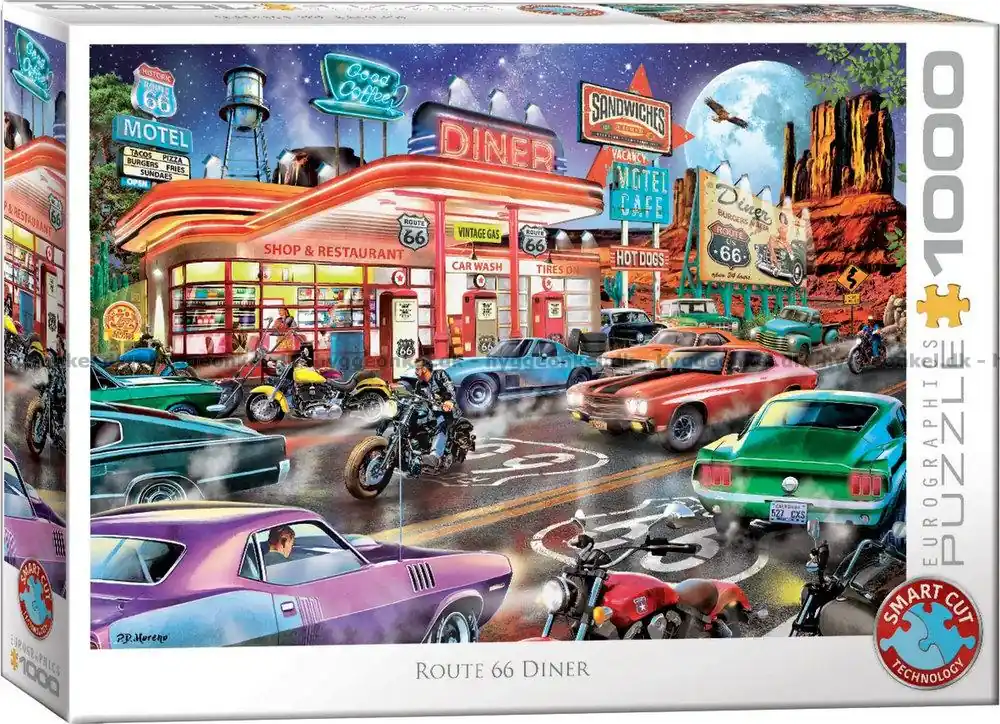 Route 66 Motorcyklar och månsken, 1000 bitar | Direkt från fabriken