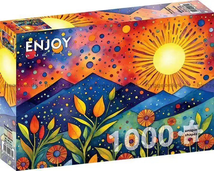 Solens aftondans över bergen, 1000 bitar - Handla säkert