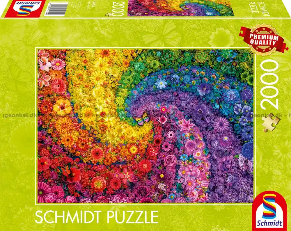 Spiral med färgglada blommor, 2000 bitar - Expressfrakt