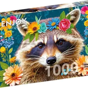 Tvättbjörn med blomsterkrans, 1000 bitar | Sänkt pris