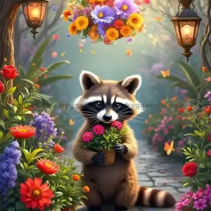 Tvättbjörnen bland blommor, 500 bitar - Efterfrågad