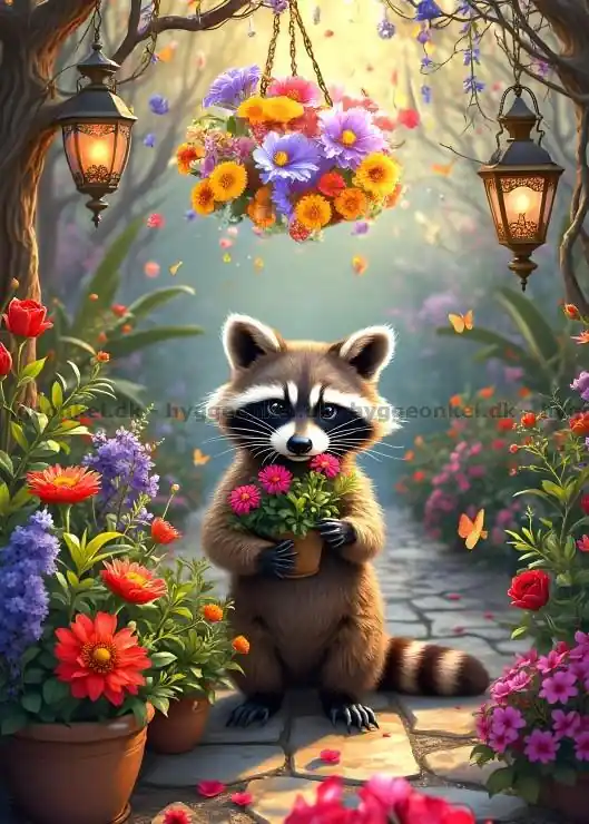 Tvättbjörnen bland blommor, 500 bitar - Efterfrågad