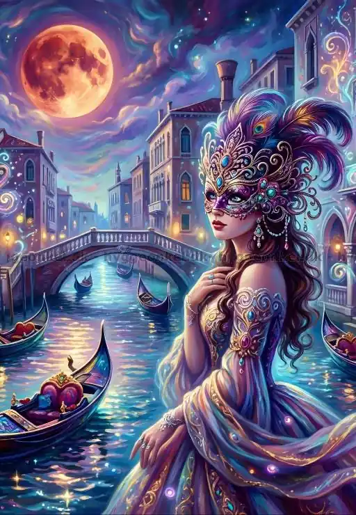 Venedig Förtrollande natt med gondoler och masker, 1000 bitar - Extra bra pris