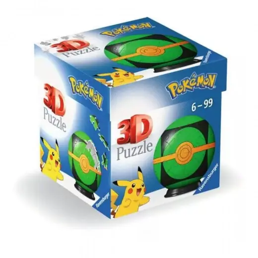 Ravensburger 3D Pussel Pokémon Pokeball Grön 55 Bitar | Snart slut