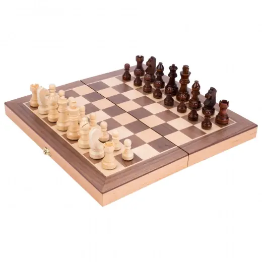 Chess Set Beech with walnut (33mm) | Erbjudande