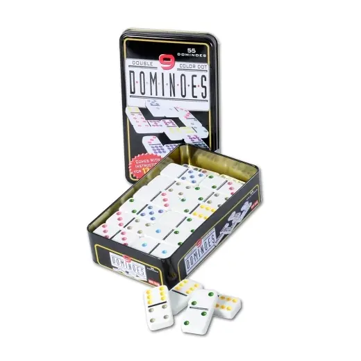 Riktigt fynd | Domino Double 9 colour tinbox