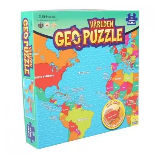 Geo Puzzle Världen 68 Bitar - Finns tillgänglig