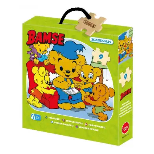 Finns tillgänglig - Kärnan Askpussel i trä - Bamse Läser 9 bitar