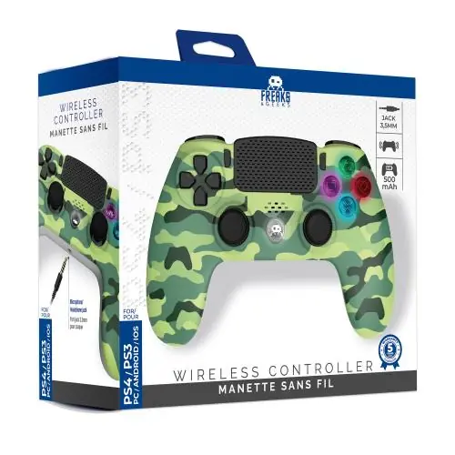 Mycket uppskattad - Freaks And Geeks - Wireless Controller for PS4 with 3,5mm jack slot - LED-Green Camo