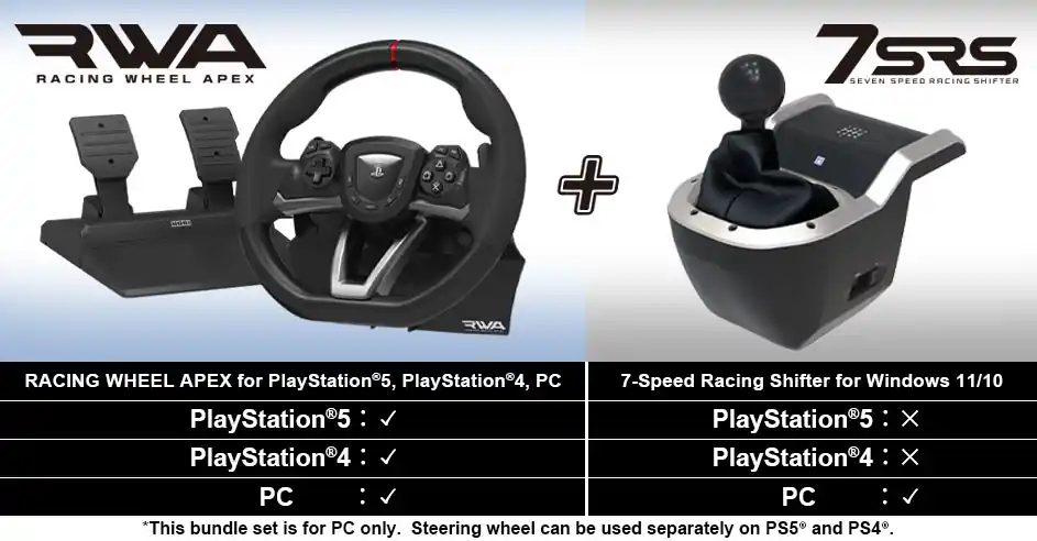 Favorit | HORI - Racing Wheel Apex + 7-Speed Racing Shifter Bundle For PC (Windows 11/10)