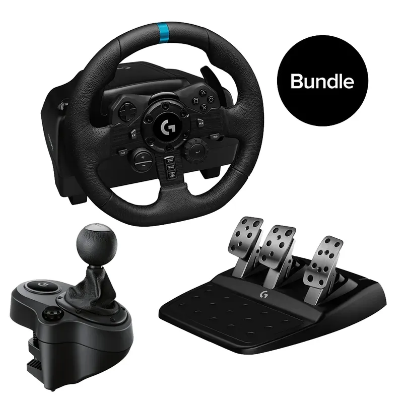 Erbjudande | Logitech - G923 Racing Wheel and Pedals & Logitech - Driving Force Shifter for PS5, PS4 and PC - USB - Bundle