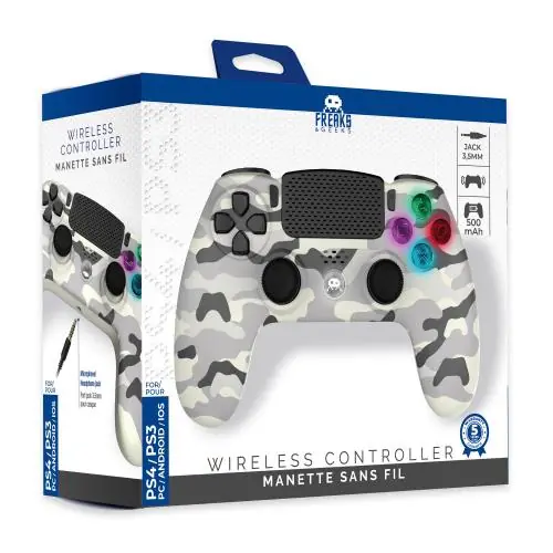 Freaks And Geeks - Wireless Controller for PS4 with 3,5mm jack slot - LED-White Camo | Populär