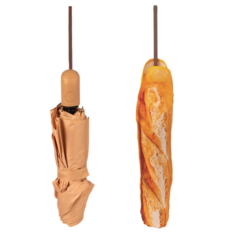 Kikkerland - Baguette Umbrella - Tan - 5.75 cm x 30.5 cm closed, 34 x 18.5 x 17 cm opened | Så länge lagret räcker