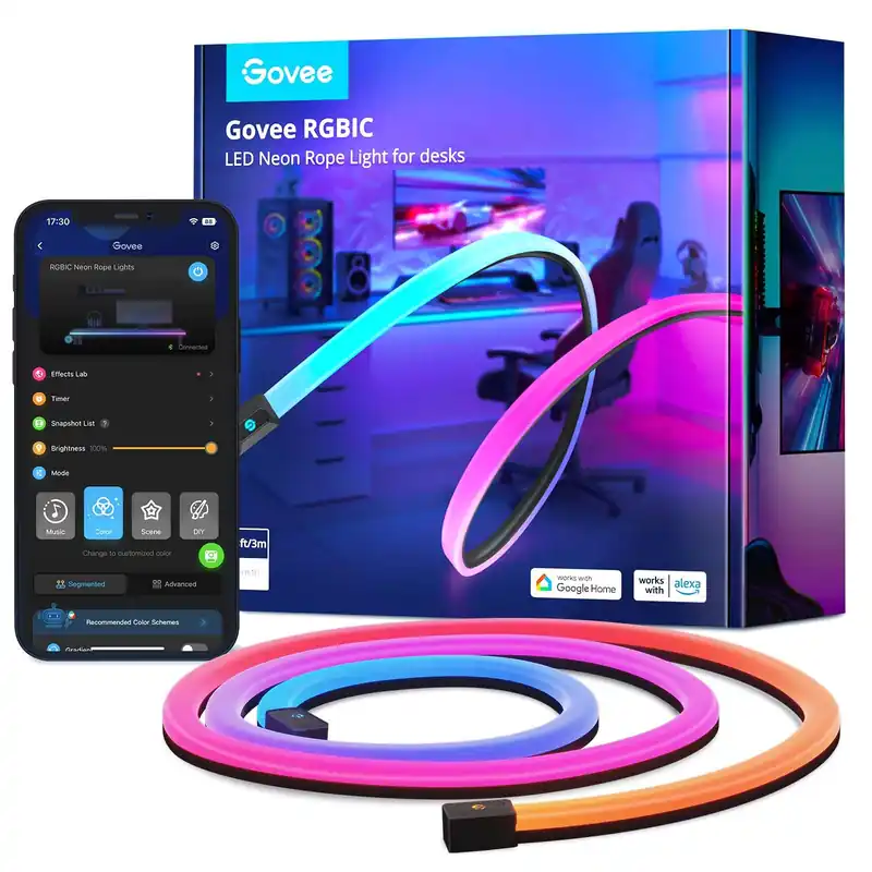 Extra rabatt | Govee Neon Gaming Bordsljus (3m) – Smart RGBIC LED-slinga