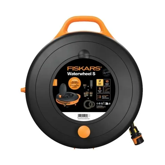 Fiskars - Comfort Waterwheel S 9mm 15m - Kompakt bevattningshjul för terrass och balkong - Storsäljare