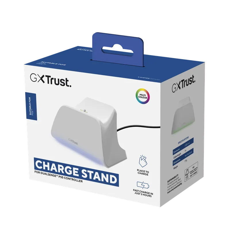 Säker betalning | Trust - GXT255W PS5 Charge Stand - White