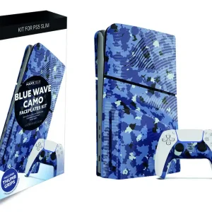 Tillverkarpris - Maxx Tech PS5 Slim Faceplates + Controller Faceplates - Blue Wave Camo
