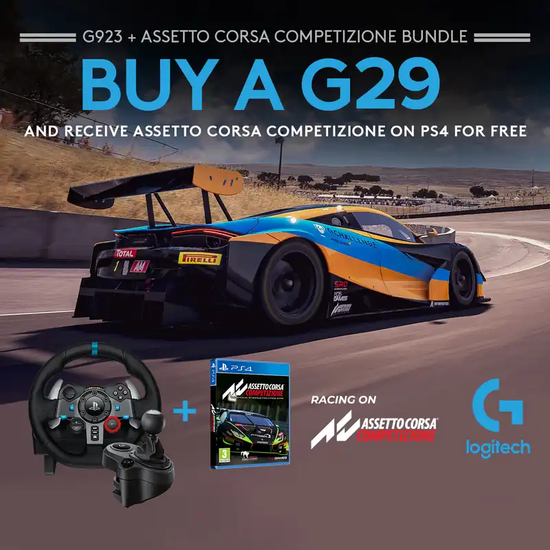 Hög kvalitet | Logitech G29 Driving Force incl shifter + Assetto Corsa Competizione - PlayStation 4 Games Bundle