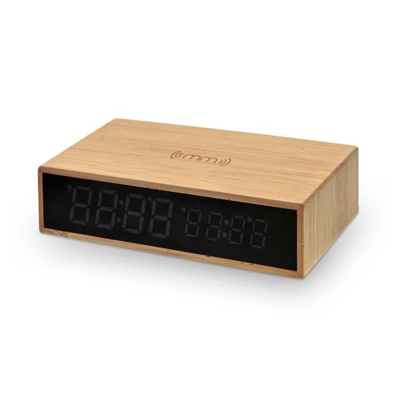 Handla online | Mikamax - Bamboo Wireless Charger Clock