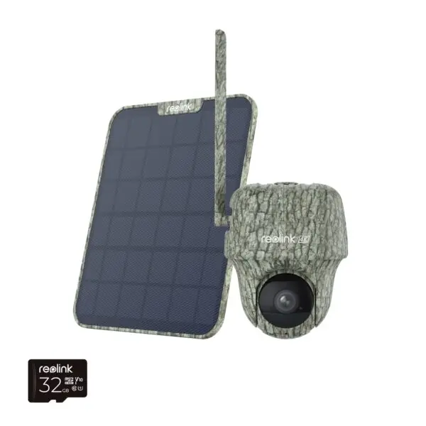 Reolink – Go G450 4K PT Batteridriven Kamera med 4G/LTE + Solpanel 2 – Kamouflage | Trygg betalning