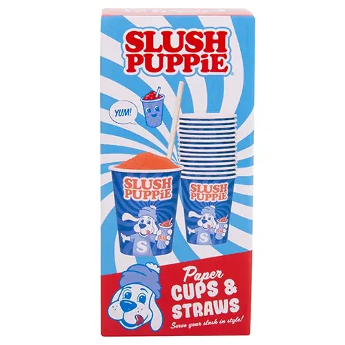 Kundernas favorit - Slush Puppie Paper Cups (x 20) & Straws