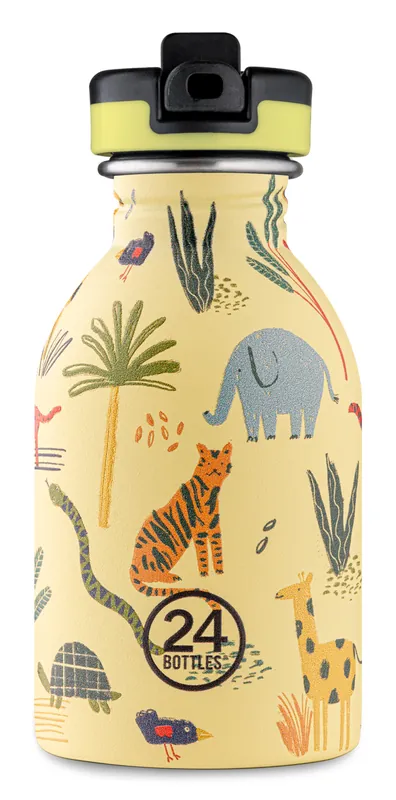 Nyhet i webbutiken | 24 Bottles - Kids Collection - Urban Bottle 250 ml w. Sports Lid - Jungle Friends (24B933)