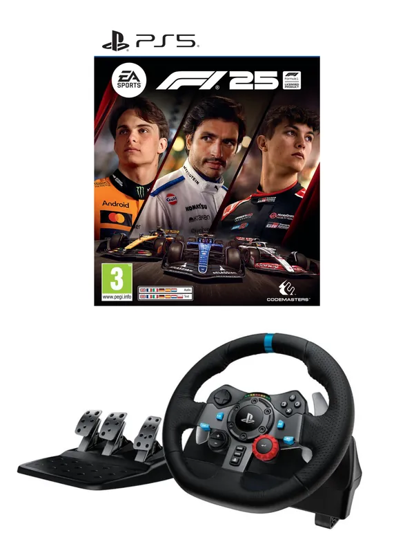 Logitech - G29 Driving Force Racing Wheel + F1 25 - PS5 Racingpaket Bundle - I lager