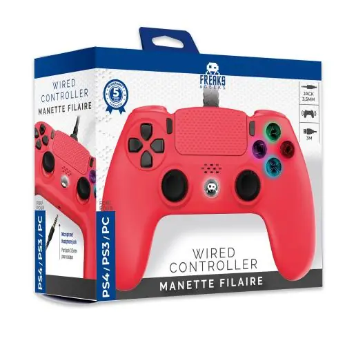 Finns att beställa | Freaks And Geeks - Wired Controller for PS4 with 3M Cable - Red