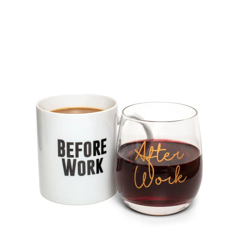 Populärt just nu - Before Work, After Work Mug & Wine Mug & Glass Set