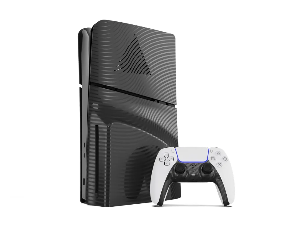 Favorit - Maxx Tech PS5 Slim Faceplates + Controller Faceplates - Black Wave