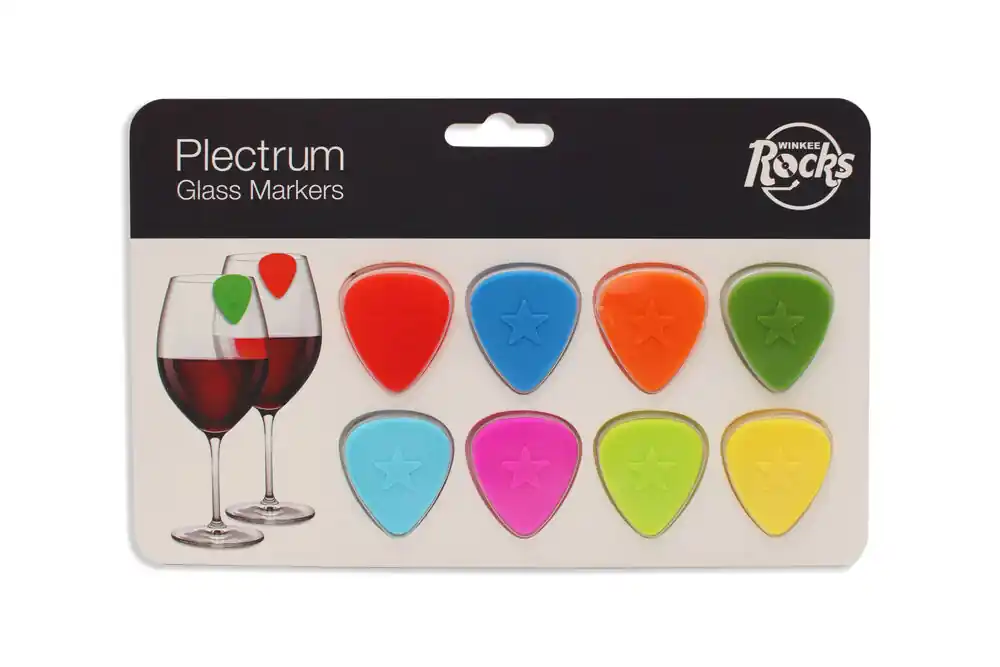 Winkee - Drinks Markers - Plectrum Glass Markers - Set of 8 | Enkel retur