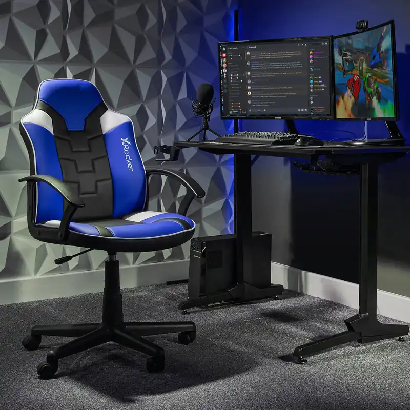 Dagens erbjudande | X-Rocker - Saturn Mid-Back Wheeled Esport Gaming Chair for Juniors and Teens - Black/Blue