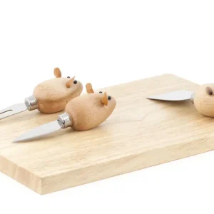 Precis inkommet - Kikkerland - Cheese Board And 3 Mouse Knives (CHS07)
