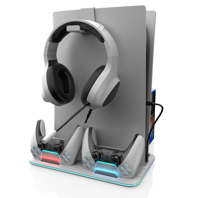 Freaks And Geeks - RGB Cooling and Charging Station - PS5 / PS5 Slim (White) - Finns i lager