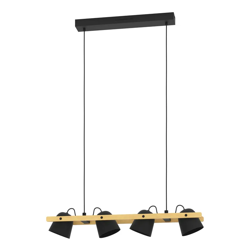 Nytt lägre pris - EGLO Hornwood-Z Takpendel – Trä & Svart – RGB + Tunable White – 78 cm – Zigbee & Bluetooth