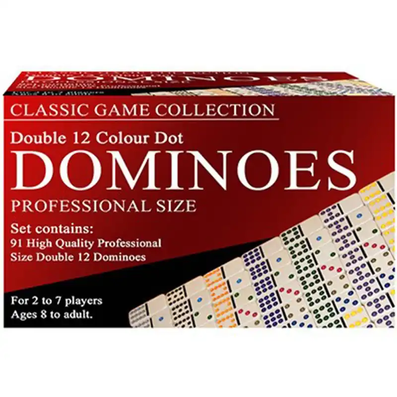 Double 12 Color Dot Dominoes (professionell storlek) | Rea