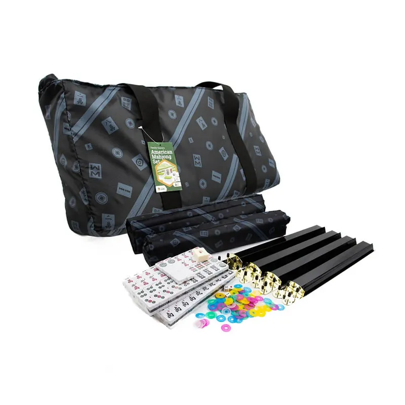 Nytt lägre pris - LPG Mahjong Case American Set med svarta plattor och rack