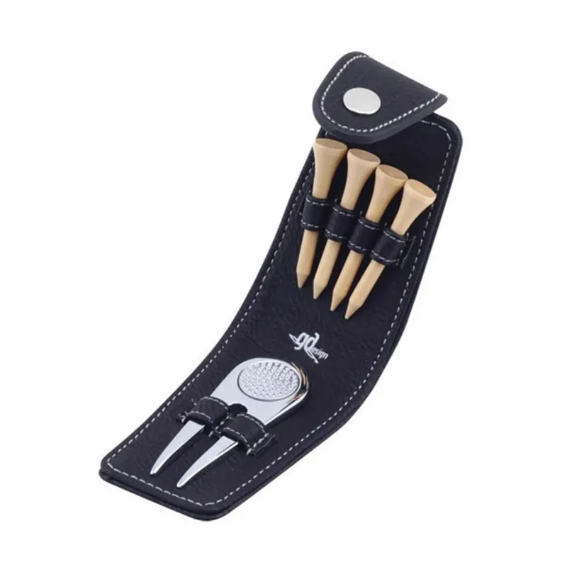 Golf Tees and Divot Tool with Case (Black) - Extra bra pris