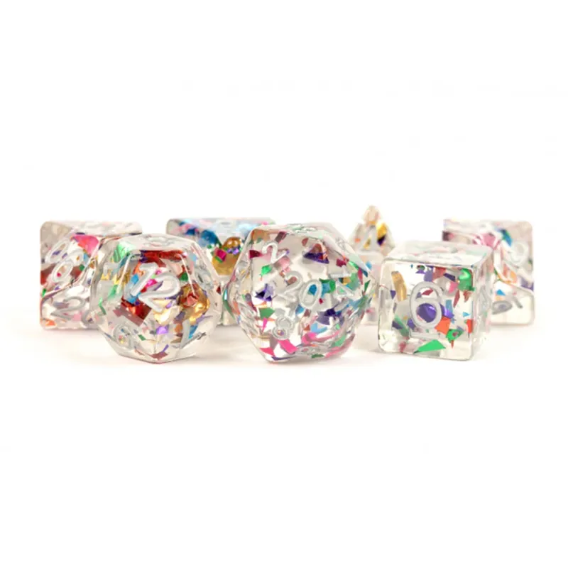 Populär | MDG -hartspolyhedrala tärningar Set 16mm (Rainbow Foil)