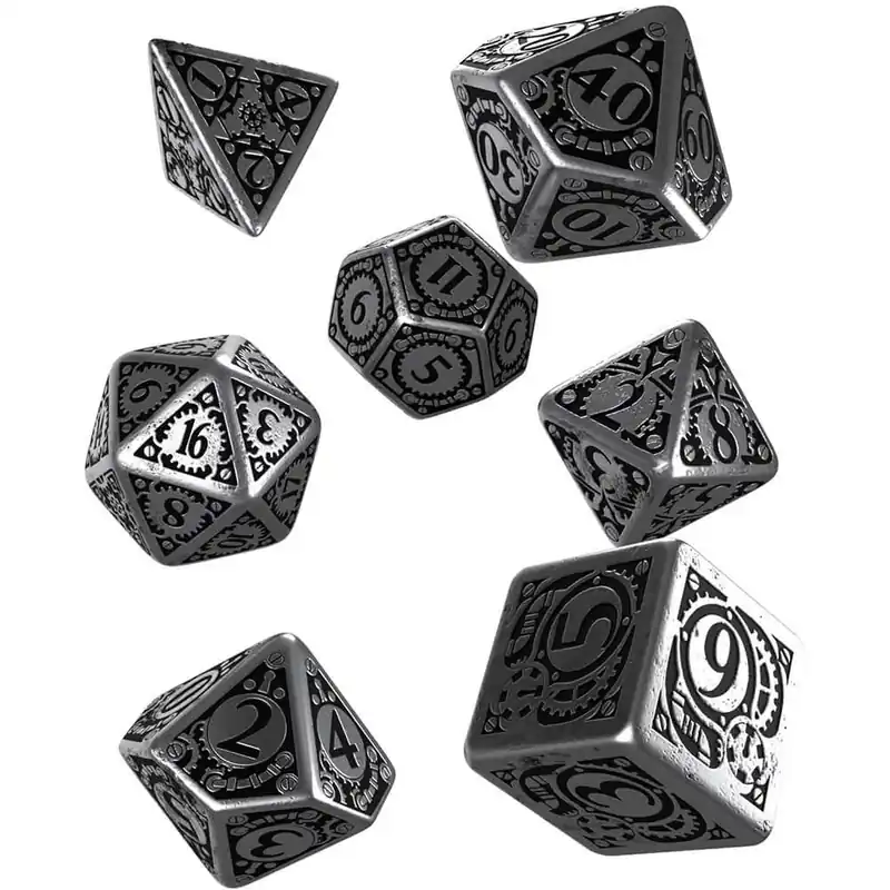 Q Workshop Steampunk Metal Dice Set av 7 - Skynda dig
