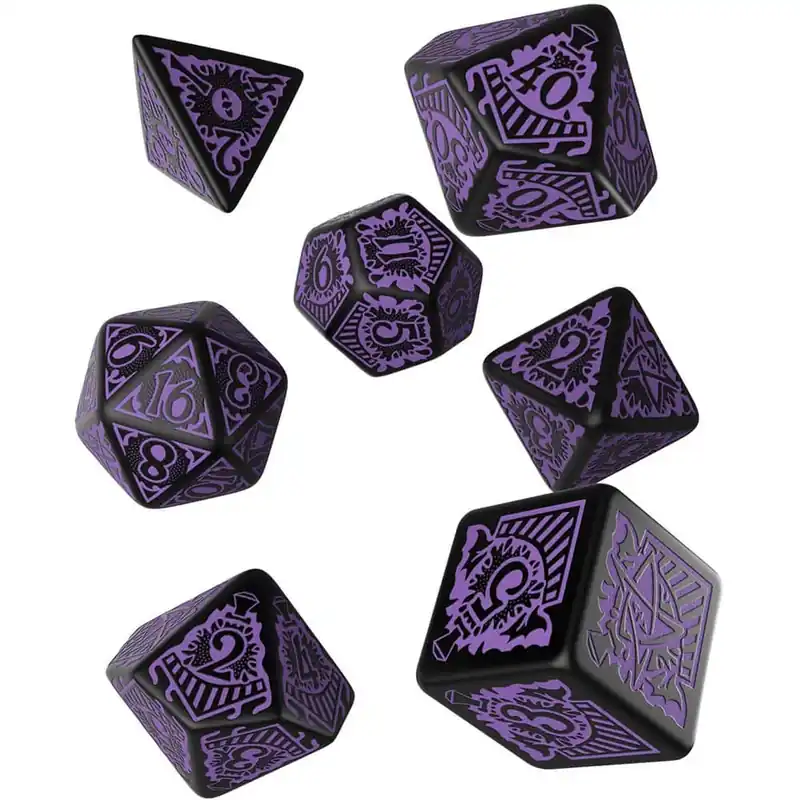 Endast ett fåtal kvar | COC skräck på Orient Express Black & Purple Dice Set av 7