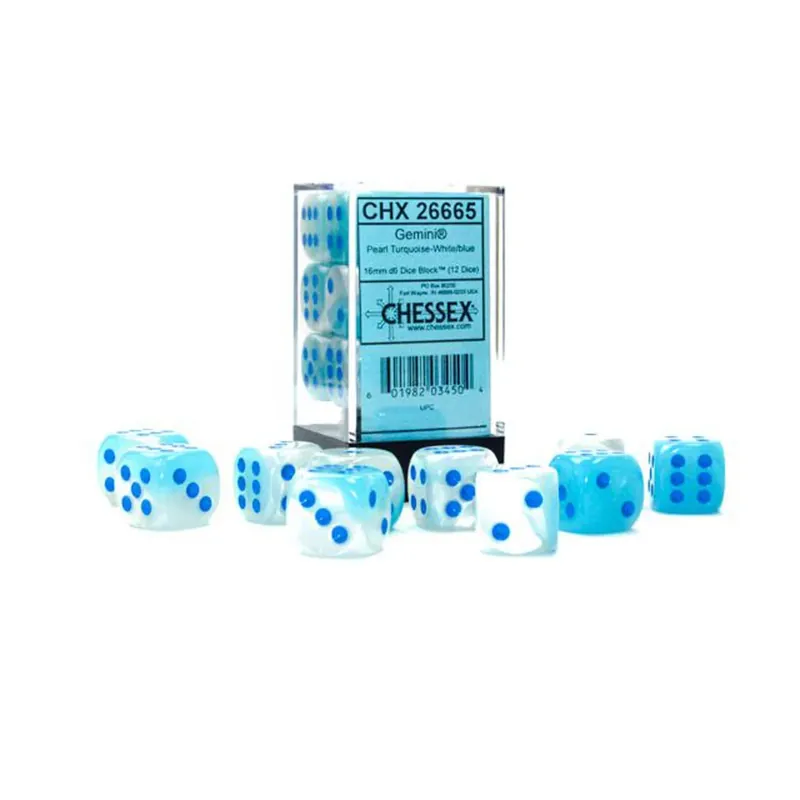 Chessex Gemini Pearl Turquoise-White/Blue Luminary Dice - Fynd