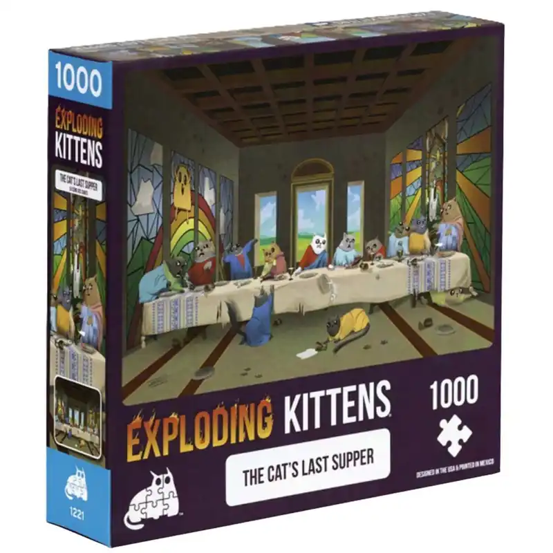 Exploding Kittens Cats Last Supper Puzzle 1000pc | Rabatter