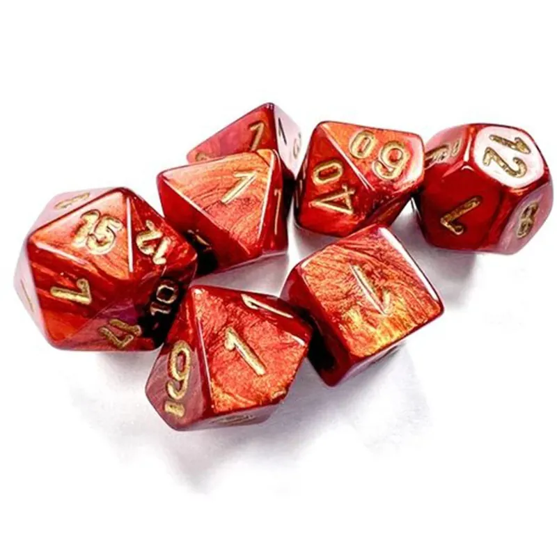 Chessex Scarab Mini-Polyhedral 7-Die Set (Scarlet/Gold) - Sänkt pris