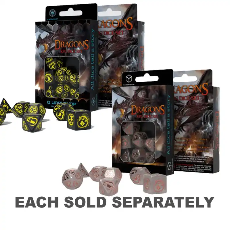 Q Workshop Dragons RPG DICE (uppsättning av 7) - Nästan slut