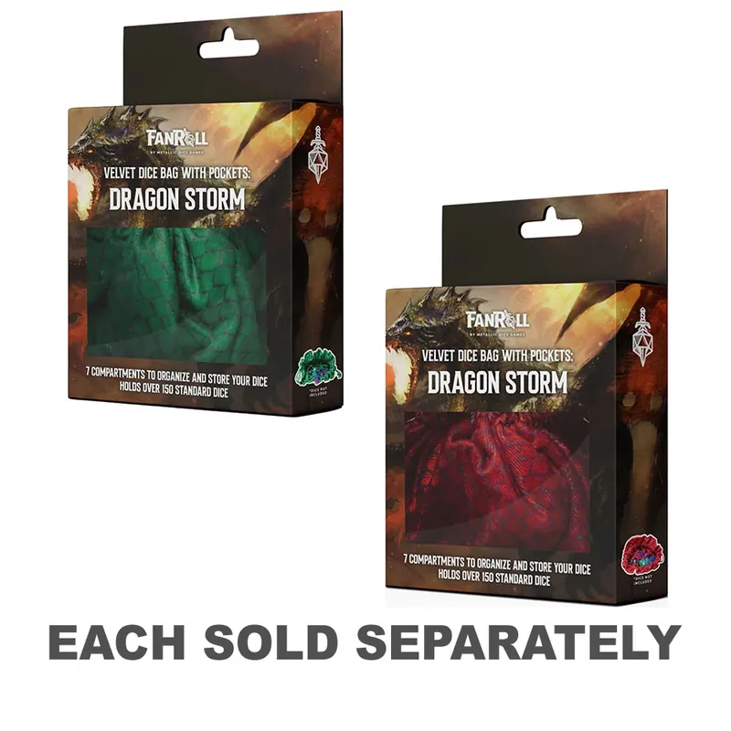 Velvet Compartment Dice Bag w/ Pickets Dragon Storm | Storsäljare